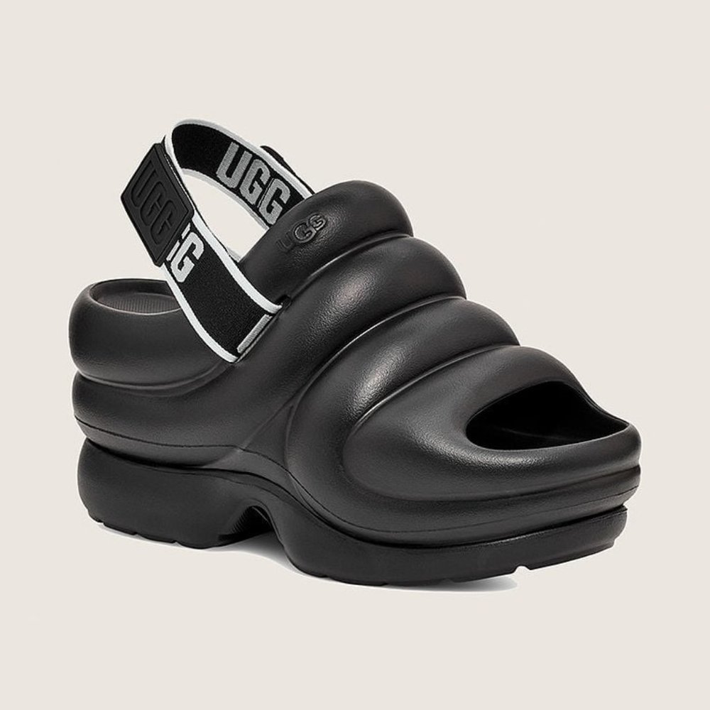 UGG Aww Yeah Slide Black Sandals New Size7!